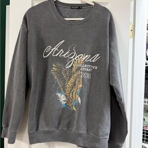 Nasty Gal Gray Graphic Crewneck Sweater